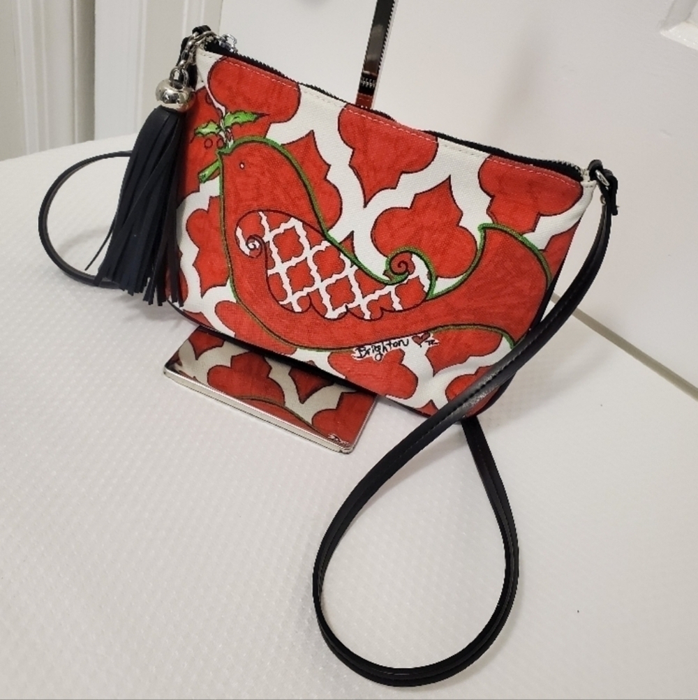 Brighton Love Dove Red & White Crossbody Bag, Lightweight, fun, colorful